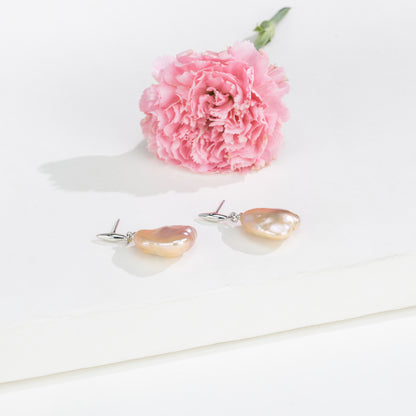Pink Baroque Freshwater Hanging Freshwater Pearl  Earrings