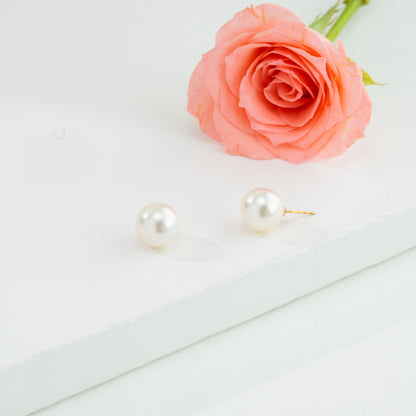 13.0-14.0mm White Round Saltwater Pearl Stud