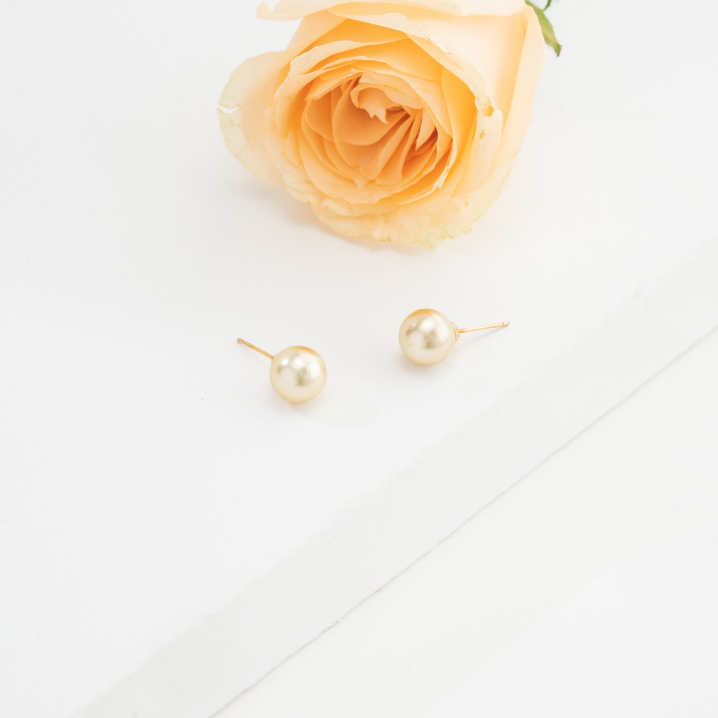 9.0-10.0mm Golden Round South Sea Pearl Studs
