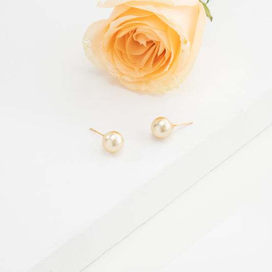 9.0-10.0mm Golden Round South Sea Pearl Studs