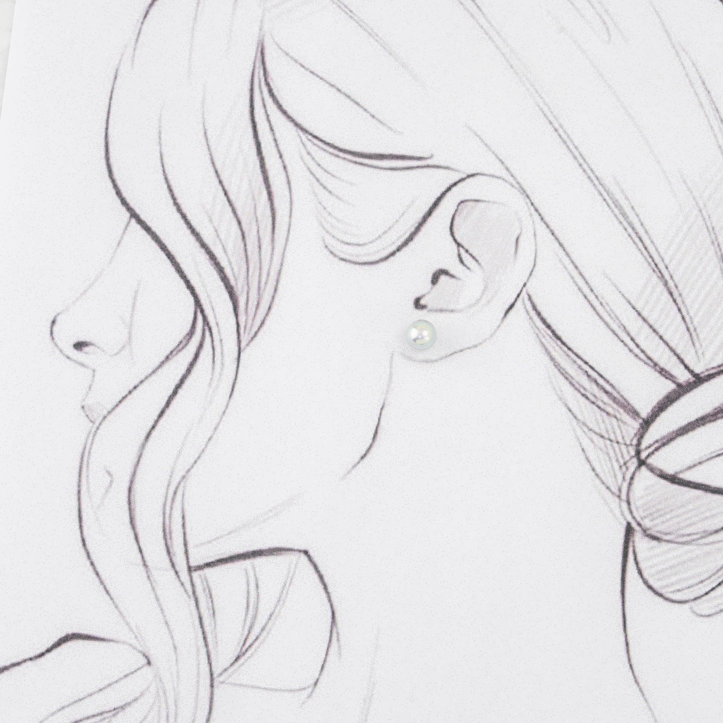 7.0-8.0mm Grey Round Akoya Saltwater Pearl Stud Earrings