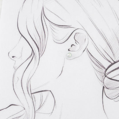 7.0-8.0mm Grey Round Akoya Saltwater Pearl Stud Earrings