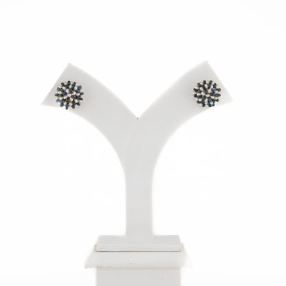 Blue Sapphire Seed Freshwater Pearl Stud Earrings