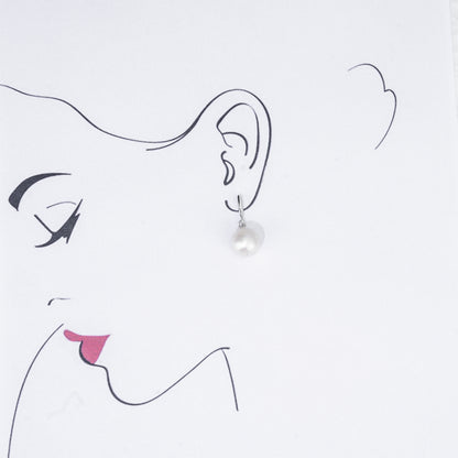 13.0-14.0mm White Round South Sea Pearl Hanging Earrings
