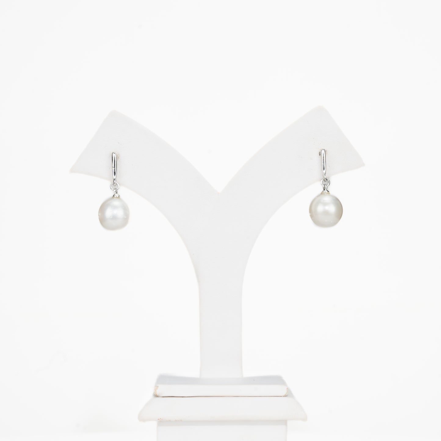 13.0-14.0mm White Round South Sea Pearl Hanging Earrings