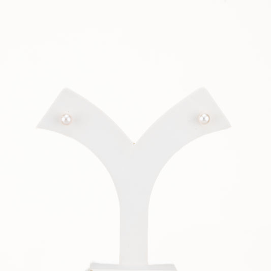 7.0-8.0mm White Round Akoya Saltwater Pearl Stud