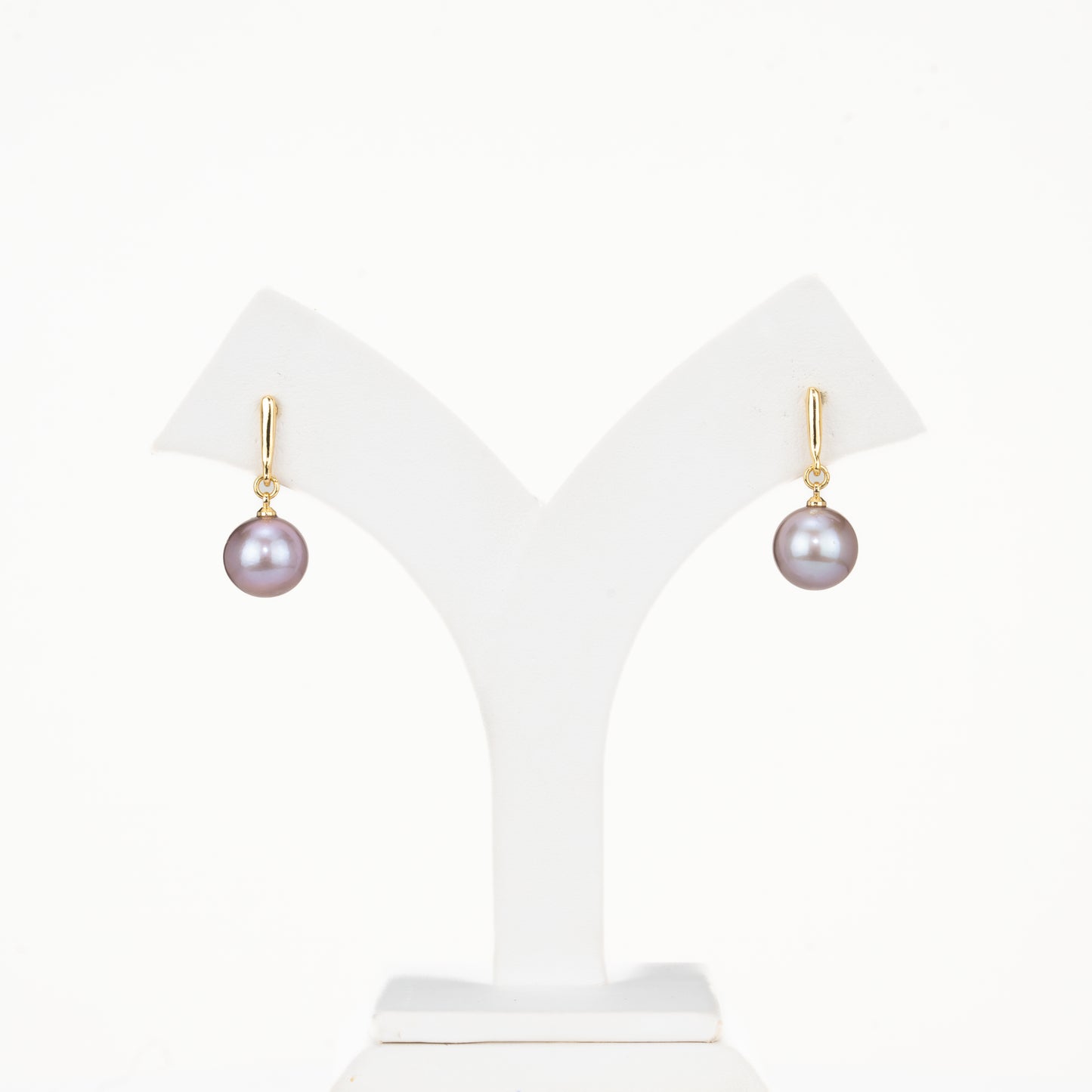 12.0-13.0mm Lavender Round Freshwater Pearl Hanging Earrings