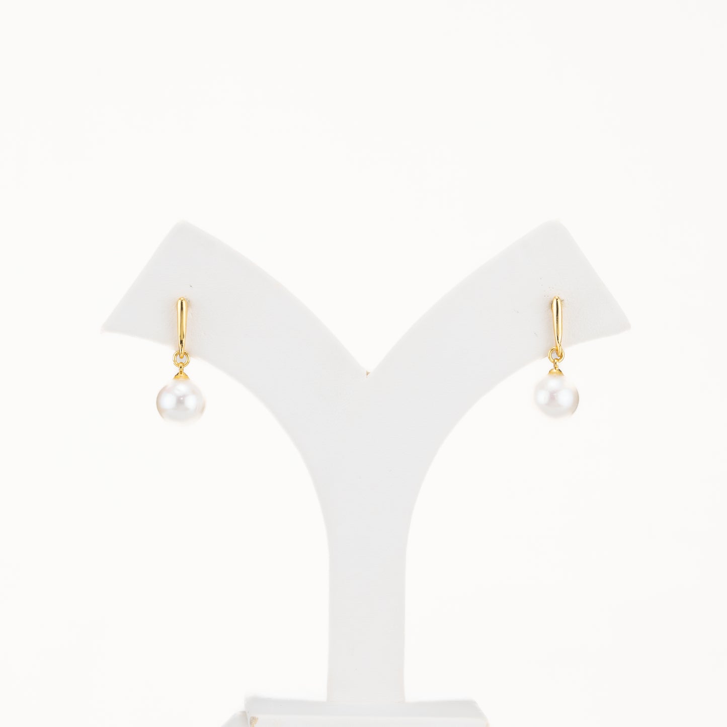 10.0-11.0mm White Round Freshwater Pearl Hanging Earrings