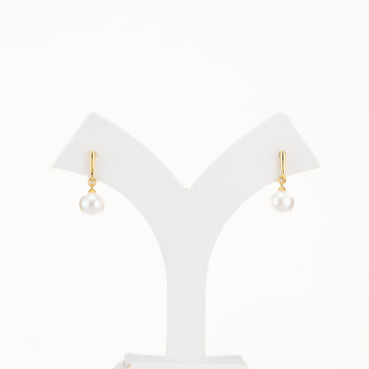 10.0-11.0mm White Round Freshwater Pearl Hanging Earrings