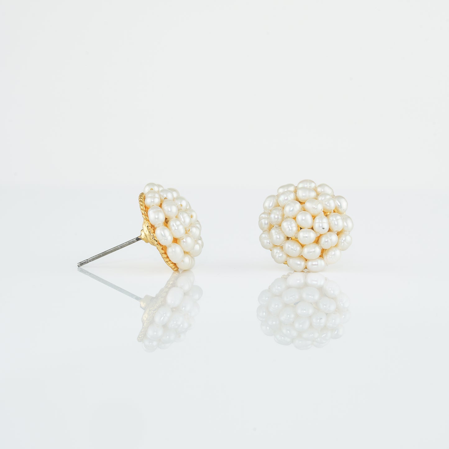 White Rice Freshwater Pearl Stud Earrings