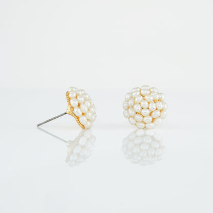 White Rice Freshwater Pearl Stud Earrings