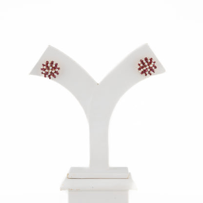 Natural Ruby Seed Freshwater Pearl Stud Earrings