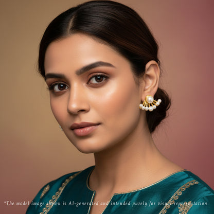 Flexible White Freshwater Pearl Stud Earrings