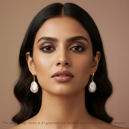 Pink Baroque Freshwater Hanging Freshwater Pearl  Earrings