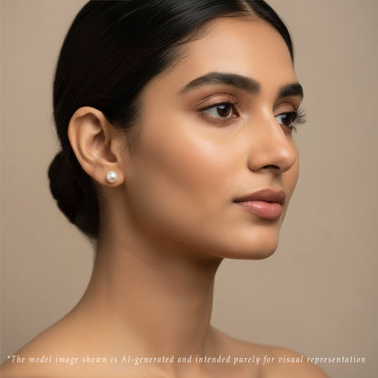 7.0-8.0mm White Round Akoya Saltwater Pearl Stud