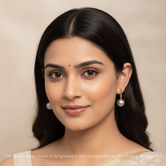 12.0-13.0mm Lavender Round Freshwater Pearl Hanging Earrings