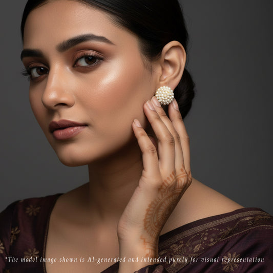 1.0-2.0mm White Seed Freshwater Pearl Stud Earrings