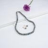 9.0-10.00mm Black  Near Round Ringed Tahitian Pearls  Necklace Set -AA Quality