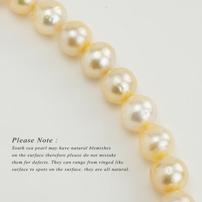 11.0-12.0mm Cream Near Round Ringed South Sea Pearl Necklace Set - A Quality