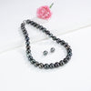 13.0-14.0mm Round Black Tahitian Saltwater Pearl Necklace Set - AA Quality