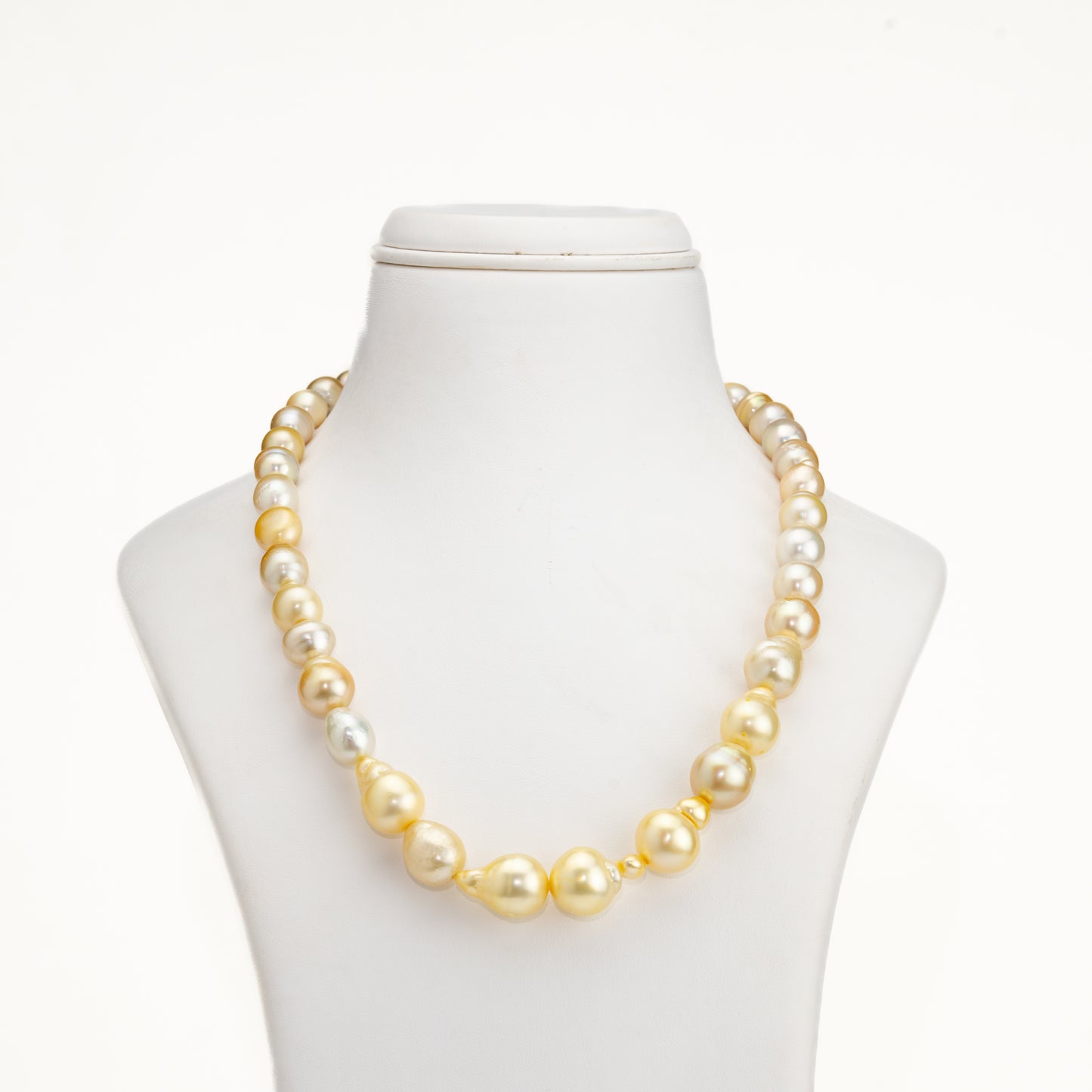 14.0-15.0mm Cream Baroque Ringed South Sea Pearl Necklace Set - A Quality