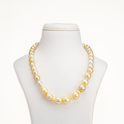 14.0-15.0mm Cream Baroque Ringed South Sea Pearl Necklace Set - A Quality