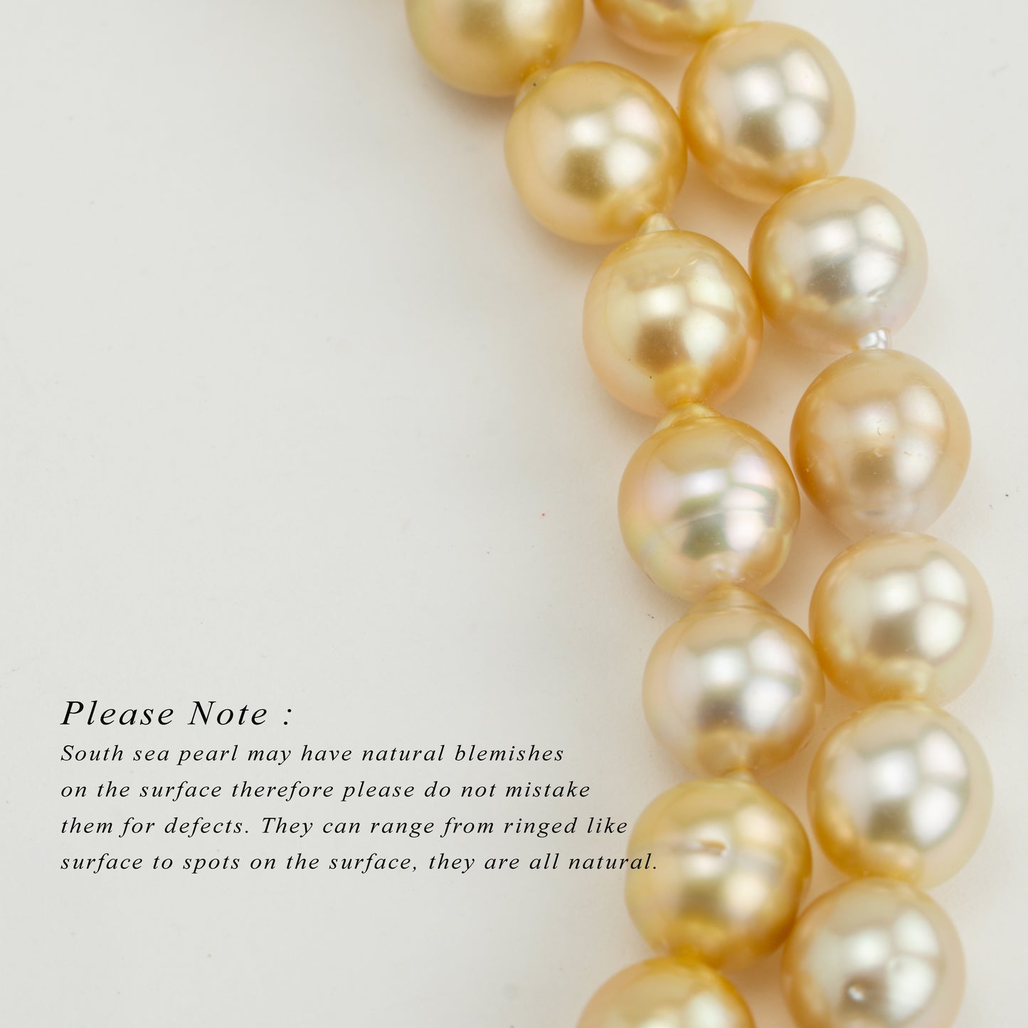 8.0-9.0mm Golden Near Round Ringed South Sea Pearl Necklace Set - A Quality