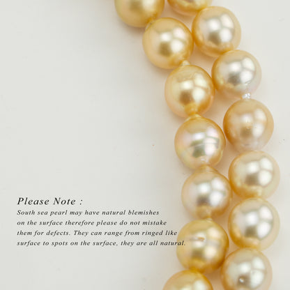 8.0-9.0mm Golden Near Round Ringed South Sea Pearl Necklace Set - A Quality