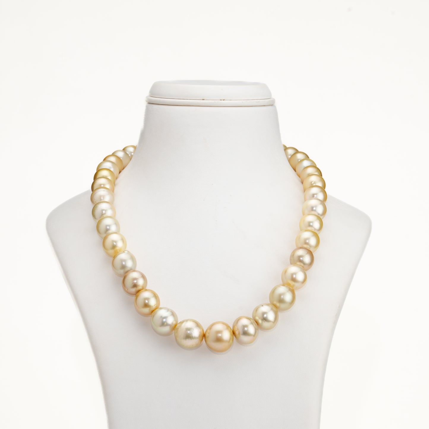 13.0-14.0mm Golden Near Round South Sea Pearl Necklace Set - AA Quality