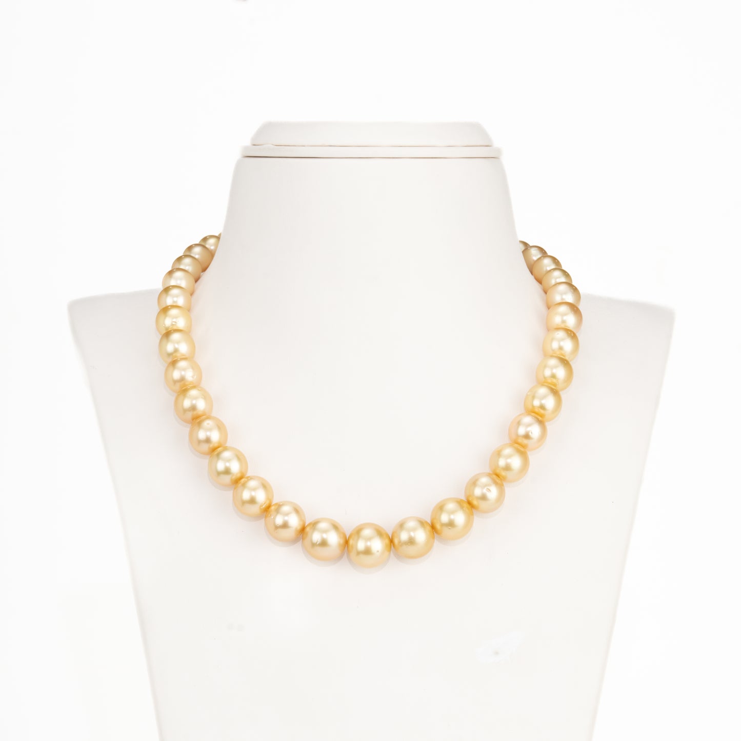12.0-13.0mm Golden Round South Sea Pearls Necklace Set - AAA Quality
