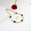 Natural Emerald Beads and 12.0-13.0mm Golden Drop South Sea Pearl Necklace Set - AA Quality