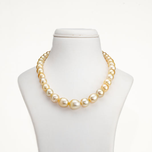 13.0-14.0mm Golden Drop South Sea Pearl Necklace Set - A Quality