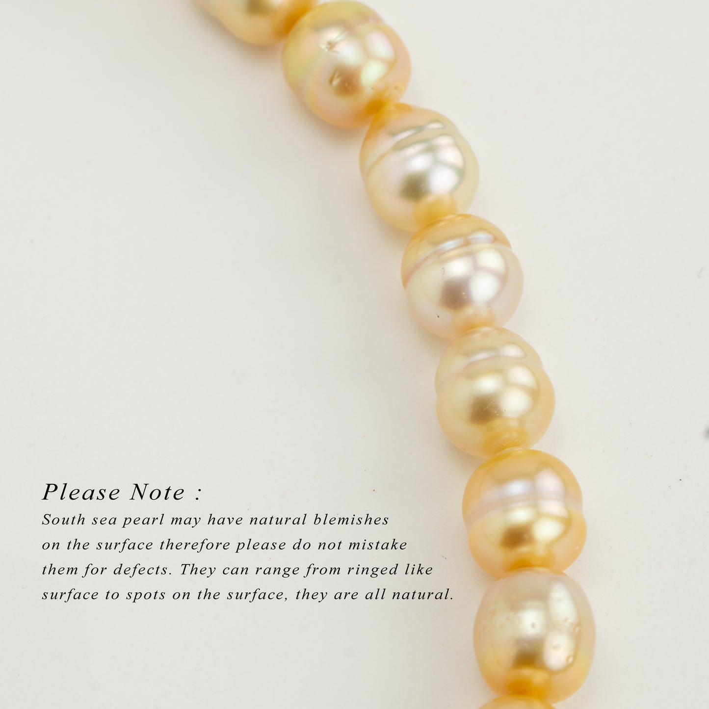 9.0-10.0mm Golden Drop Ringed South Sea Pearl Necklace Set - A Quality