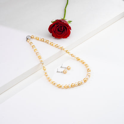 7.0-8.0mm Multicolor Near Round South Sea Pearl Necklace Set - AA Quality