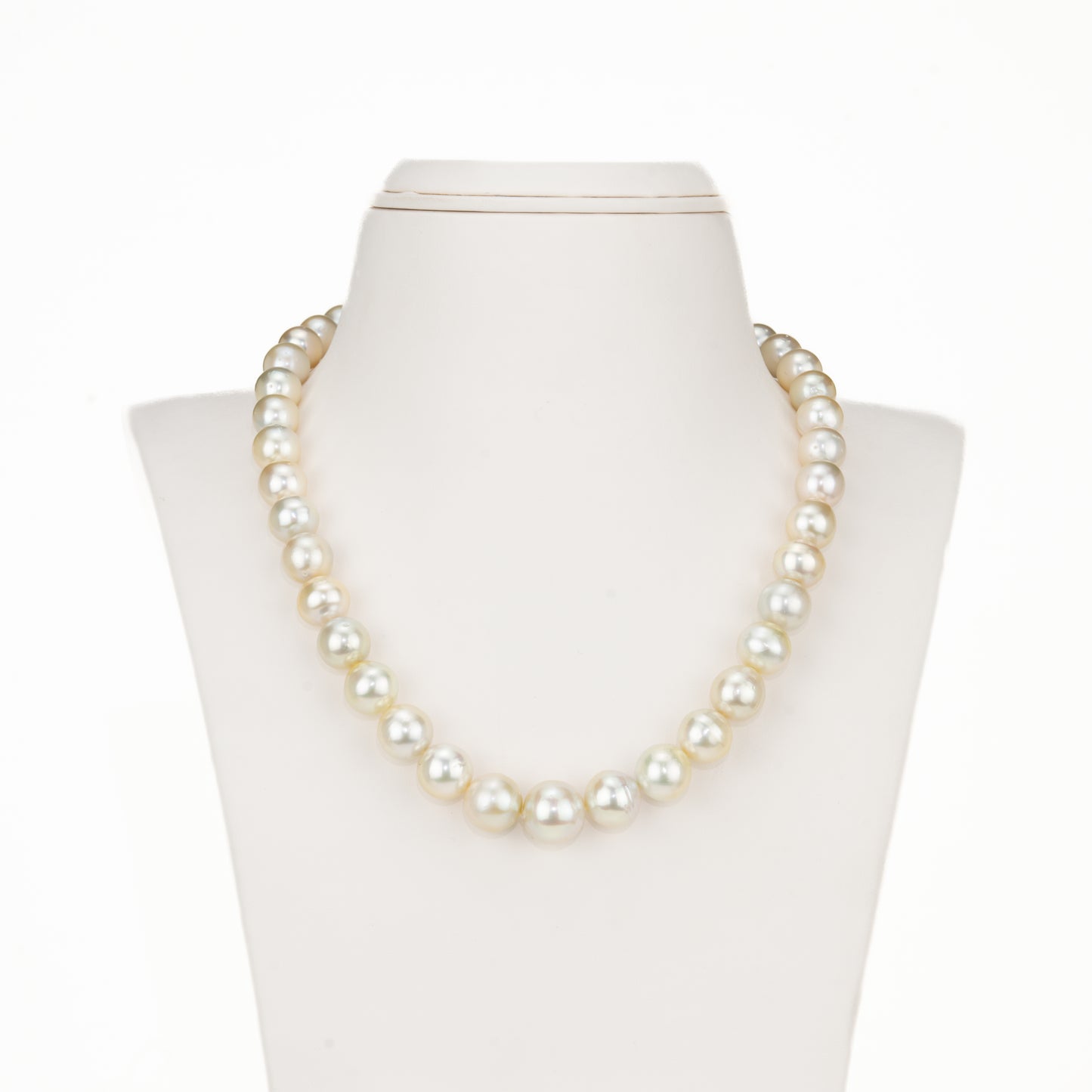 Grading  Cream Near Round South Sea Pearls  Necklace Set-AA Quality
