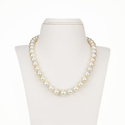 Grading  Cream Near Round South Sea Pearls  Necklace Set-AA Quality