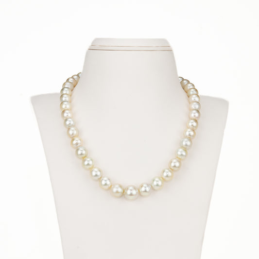 Grading  Cream Near Round South Sea Pearls  Necklace Set-AA Quality