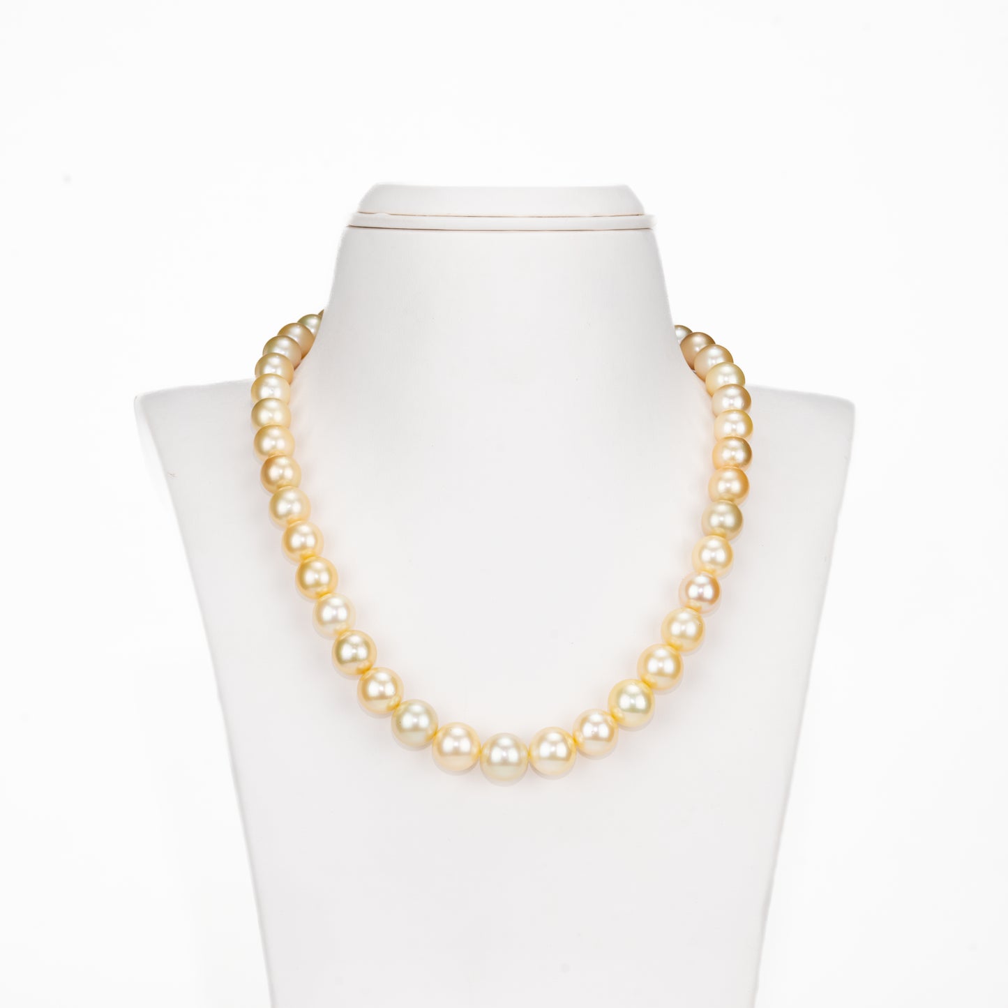 8.0-13.0mm Golden Round South Sea Pearls Necklace Set - AAA Quality
