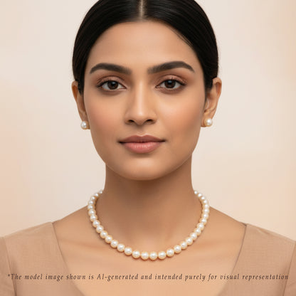 11.0-12.0mm Cream Near Round South Sea Pearl Necklace Set - A Quality