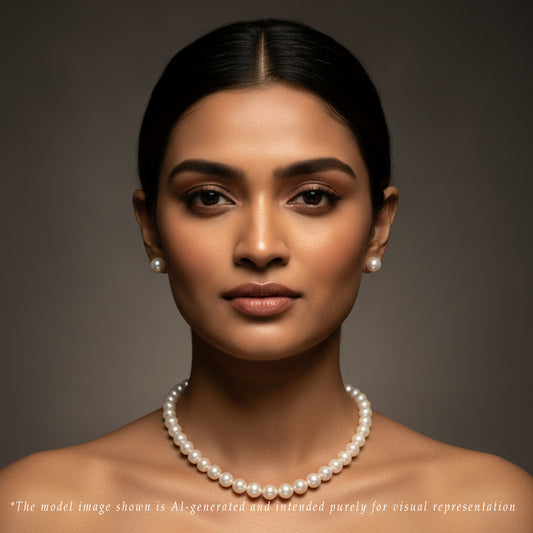 12.0-15.0mm White Near Round South Sea Pearls Necklace Set-AA Quality