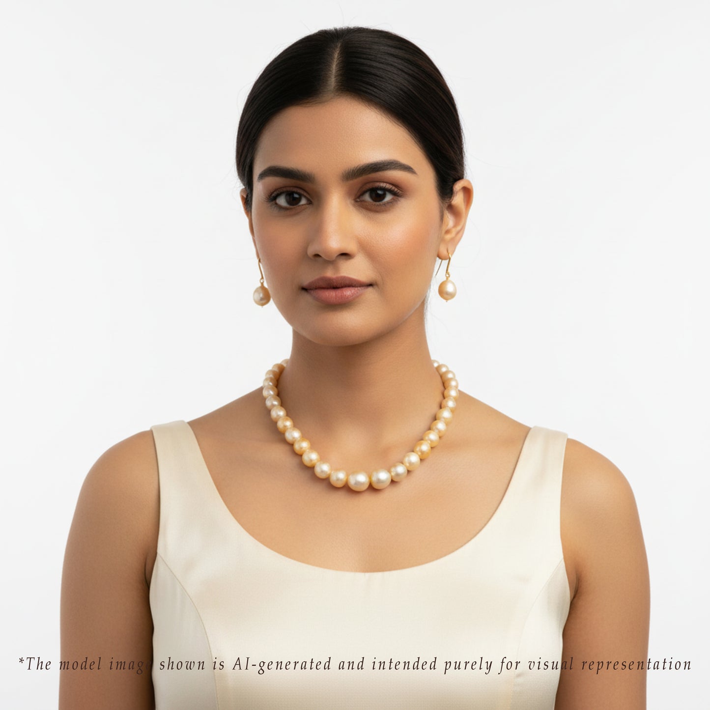 13.0-14.0mm Golden Drop South Sea Pearl Necklace Set - A Quality