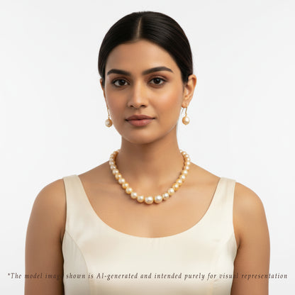 13.0-14.0mm Golden Drop South Sea Pearl Necklace Set - A Quality