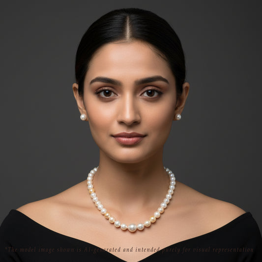 9.0-18.0mm Cream Near Round South Sea Pearls Necklace Set- A Quality