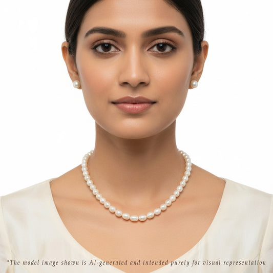 10.0-11.00mm Cream Near Round Grading South Sea Pearls  Necklace Set-AA Quality