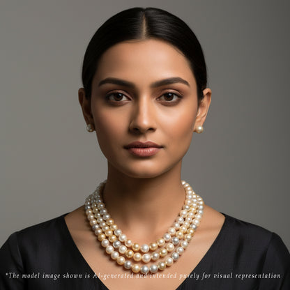 12.0-14.0mm Multi Shaded South Sea Pearls Necklace Set-A Quality
