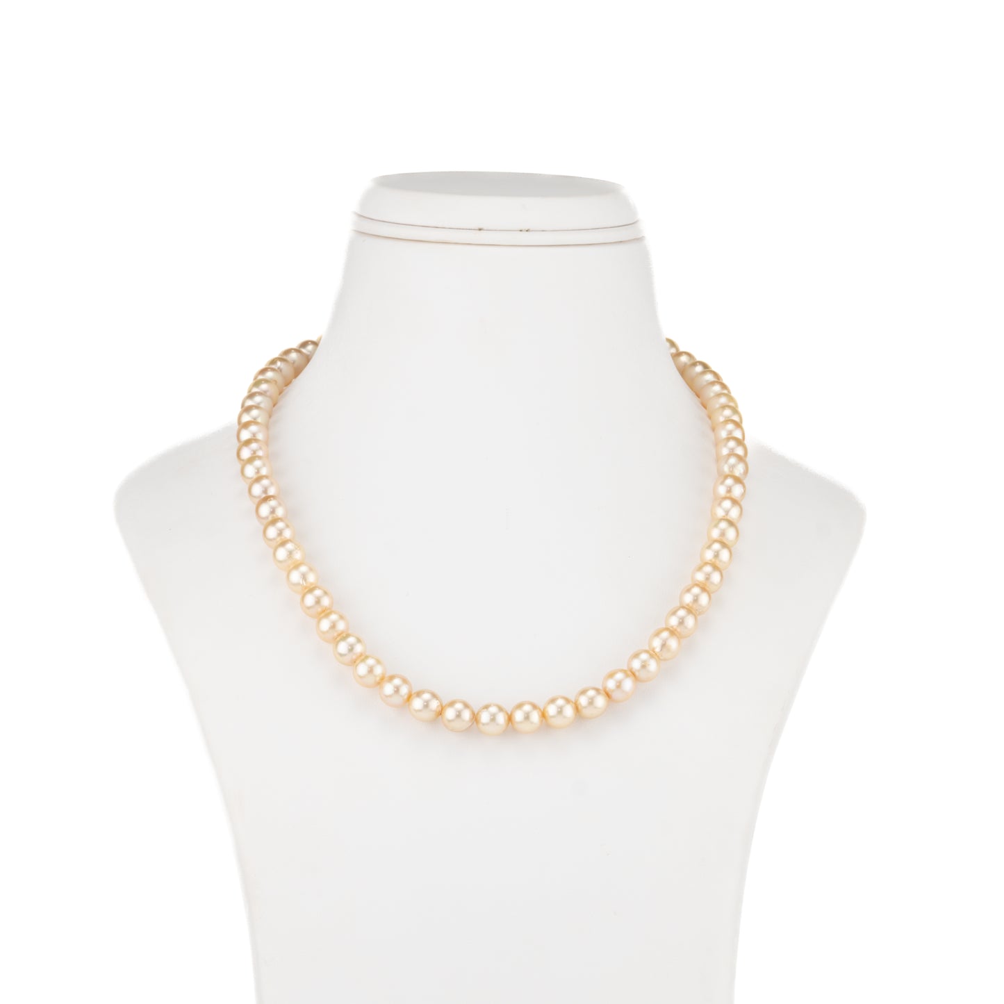 7.0-8.0mm Golden Round Akoya Saltwater Pearl Necklace Set - AAA Quality