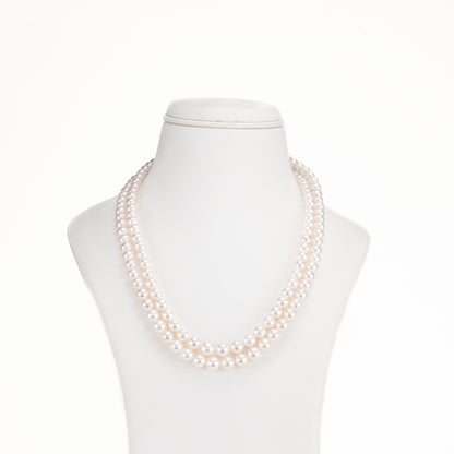 Grading White Round Akoya Saltwater Pearl Necklace Set - AAA Quality