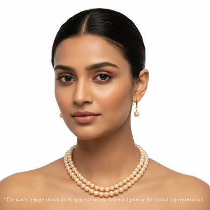 Grading Golden Round Akoya Saltwater Pearls Necklace Set - AA Quality