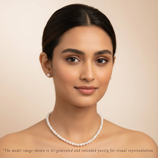 Grading White Round Akoya Saltwater  Pearl Necklace Set - AAA Quality