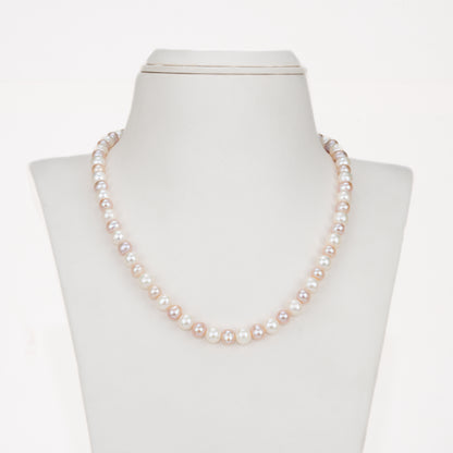 7.0-8.0mm Multicolor Near Round Freshwater Pearl Necklace Set- AA Quality
